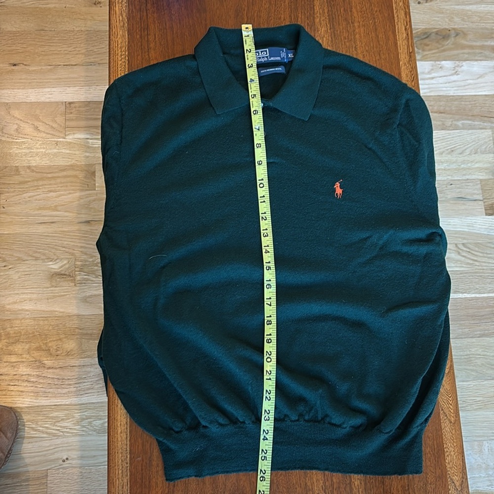 Polo by Ralph Lauren 100% Merino Wool 1/4 Button Pullover Sweater Dk Gr Mens XL - Picture 9 of 10